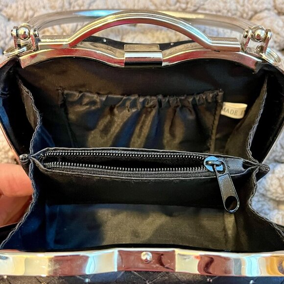 Joy Collection Small Black Hard Shell Evening Clutch Purse - Picture 8 of 16